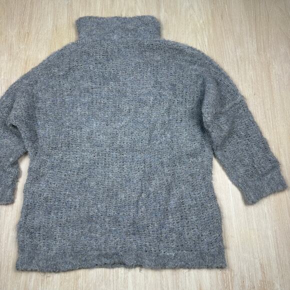 Free People Gray Turtleneck Alpaca Academia Fuzzy Pullover Knit Sweater Small - Picture 12 of 16